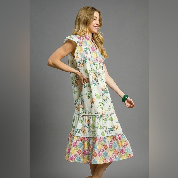 Pink and Green Ruffled Tiered Sundress - Picture 3 of 4